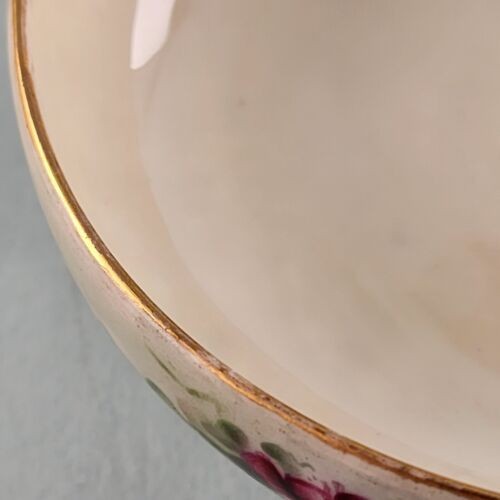 TV Limoges France Bon Bon Bowl 5" Hand Painted Footed Pink Roses Porcelain China