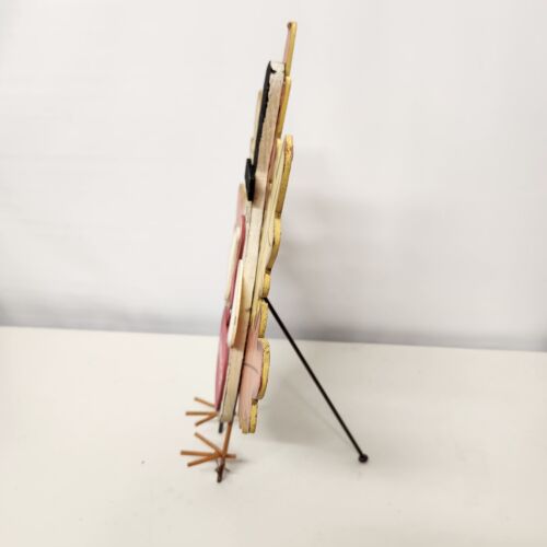 Harvest Yard Art Decor Turkey Leaf Tailfeathers Wood Hardboard Metal Spike Base