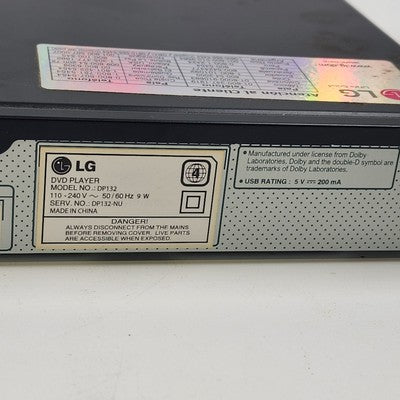 LG DP132 DVD Player w USB Direct Recording Black + Remote & AV Cables Untested