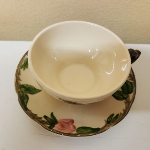 Flat Cup & Saucer Set Franciscan China Desert Rose Pattern USA Oven Safe Vintage