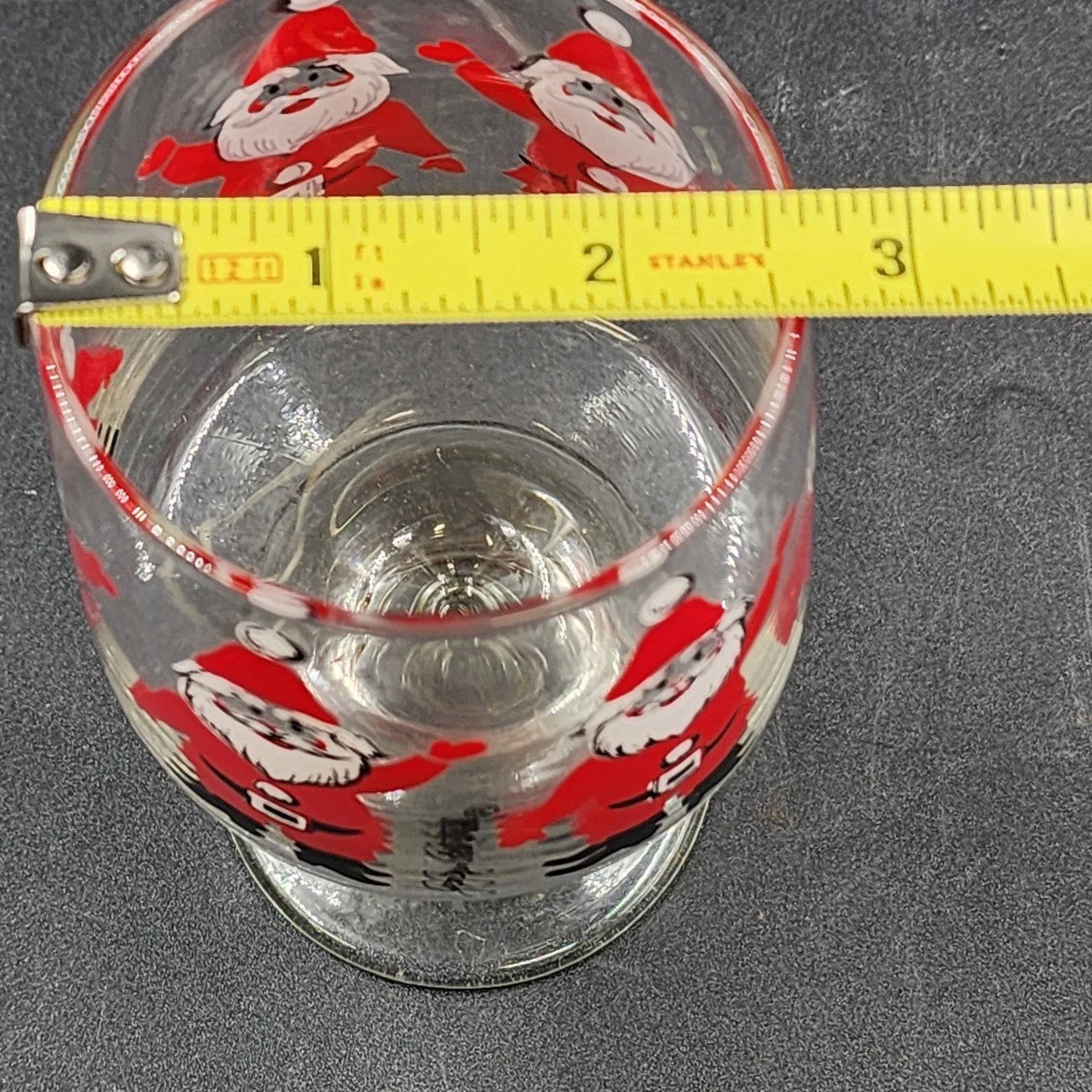 3 WAVING SANTA Wine Glasses by Georges Briard Clear Glass Christmas MCM 1960's