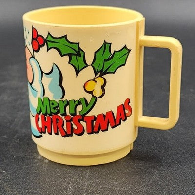 Santa Claus Mug Cup 3.75" Tall HO HO HO MERRY CHRISTMAS Deka Plastic