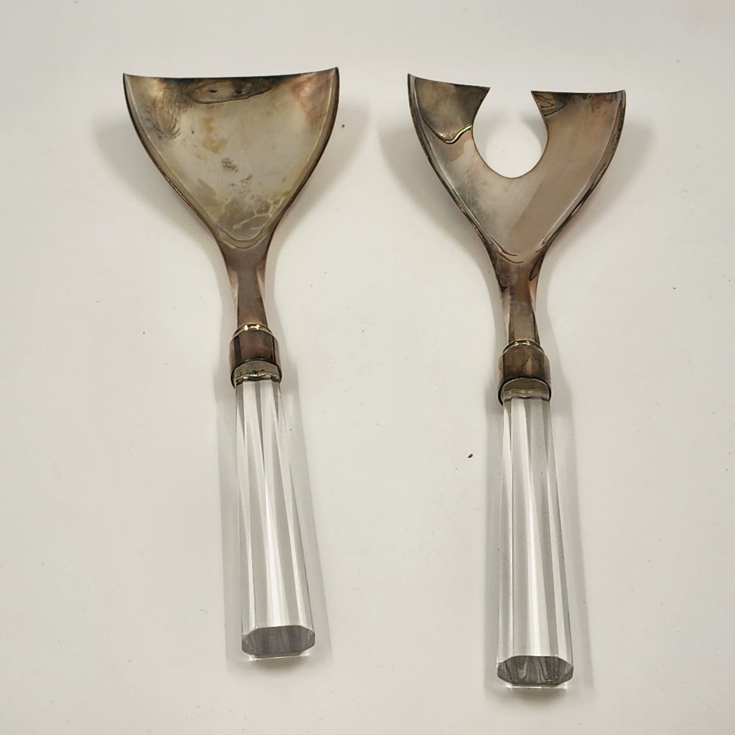 Lenox Ovations Salad Fork & Spoon Utensils Minimalist Stainless Crystal Handles