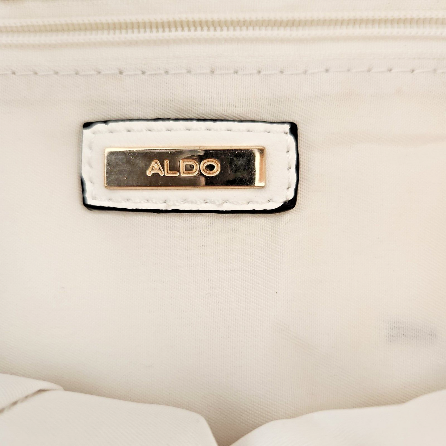 ALDO 15" White and Black Drawstring Backpack Zipper Pockets Drawstring Closure