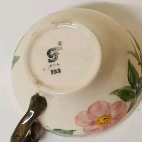 Flat Cup & Saucer Set Franciscan China Desert Rose Pattern USA Oven Safe Vintage