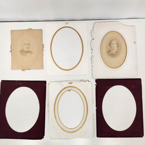 2 Vintage Cabinet Card Photos Old Couple Portrait Man Woman Original Prints