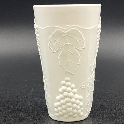 Indiana Glass Milk Glass Tumbler Harvest Pattern 3.25"x5.75" Vintage Drinkware