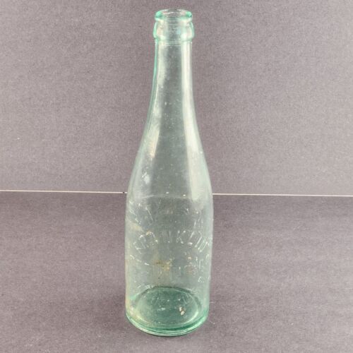 Franklin Brewing Co Columbus Ohio Green Tinted Empty Glass Beer Bottle Vintage