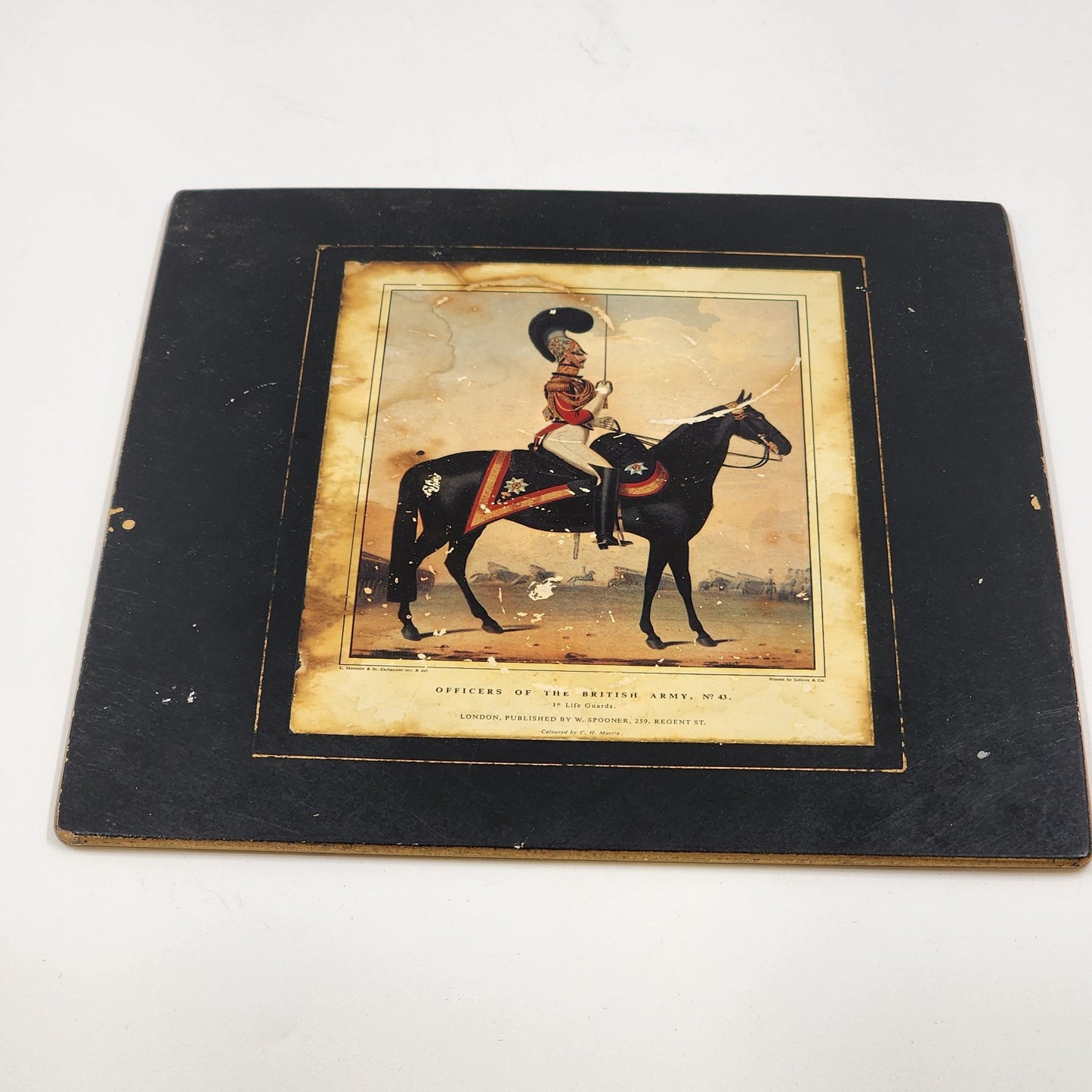 Officers Of The British Army No 43 Image Print Hardboard Frame Black Matted