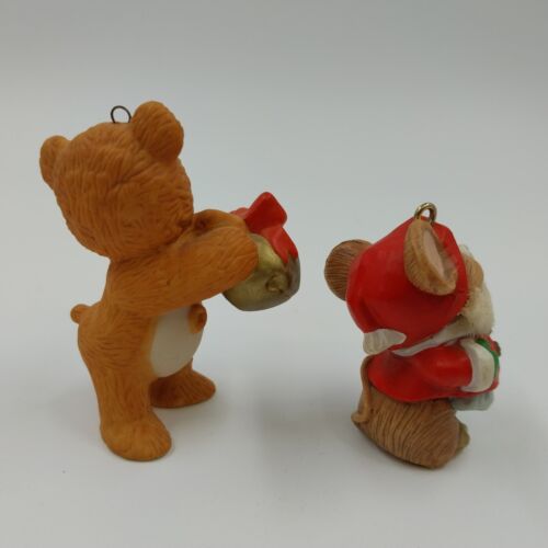 Set of 2 Hallmark Keepsake Christmas Ornaments – 1984 Santa Mouse & Cinnamon Bear – Vintage Holiday Collectibles with Original Boxes