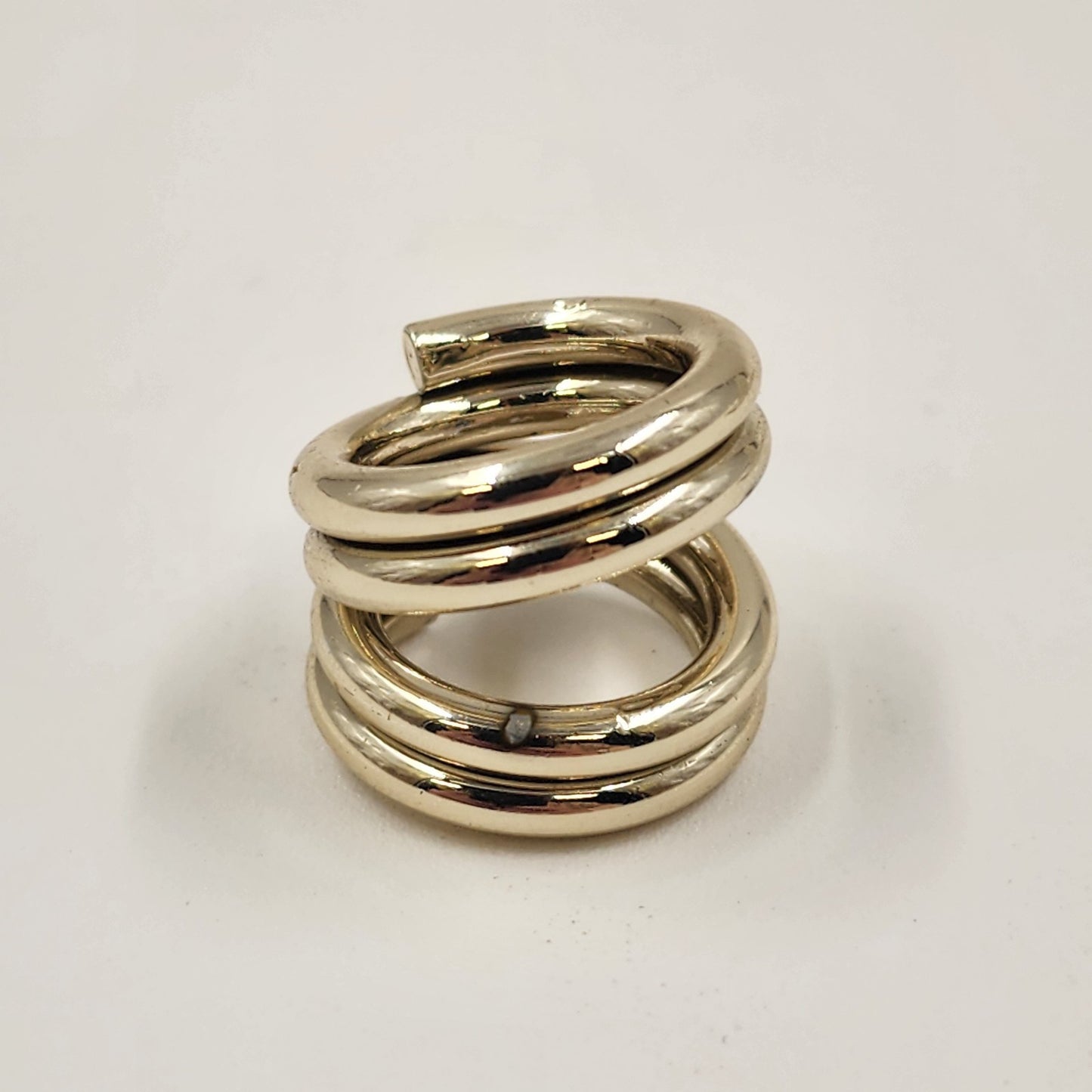 Classic Silver Tone Wrap Ring Round Bar Accent Fashion Jewelry Size 3 Vintage