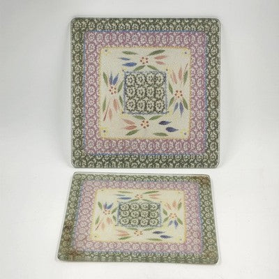 2 Piece Glass Square Trivet Set Temp-Tations by Tara Confetti Kitchen 8" & 7" sq