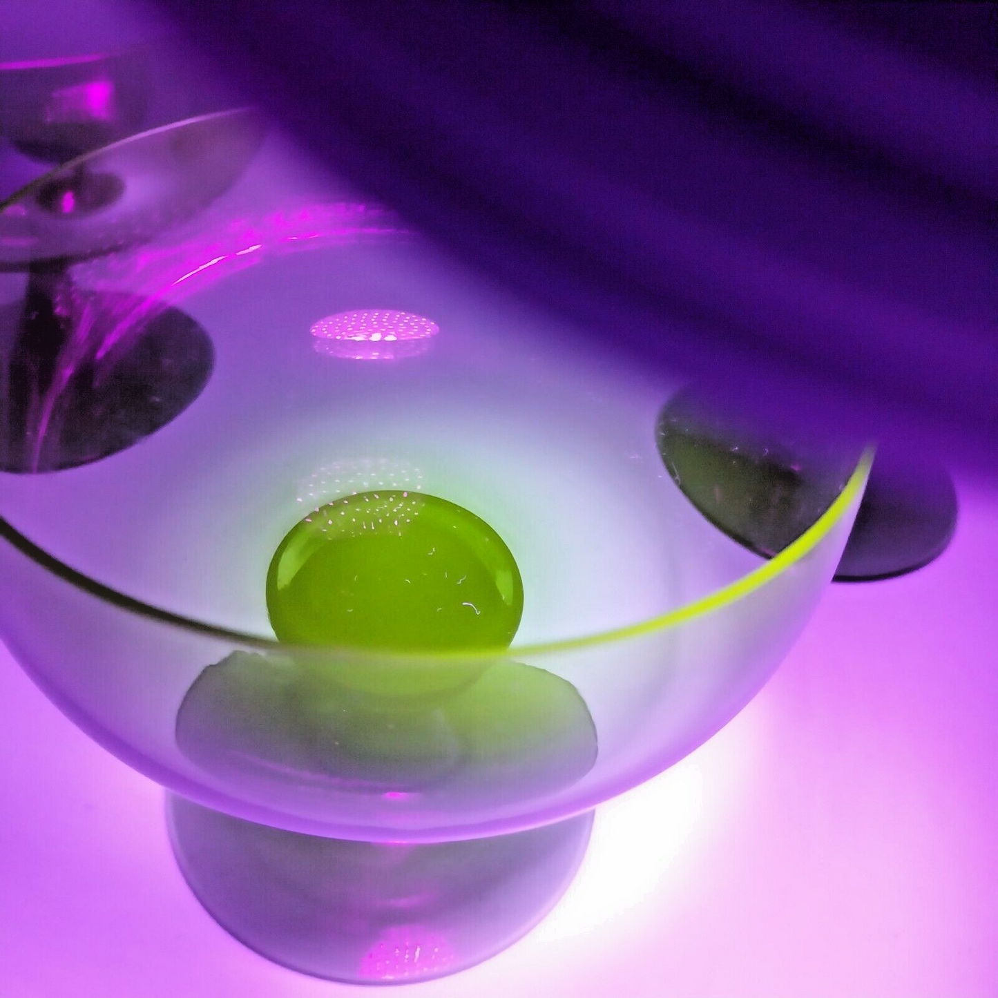 Set of 3 Sherbet Cups Green Depression Stemmed Foot Uranium Glass 3.5" VTG