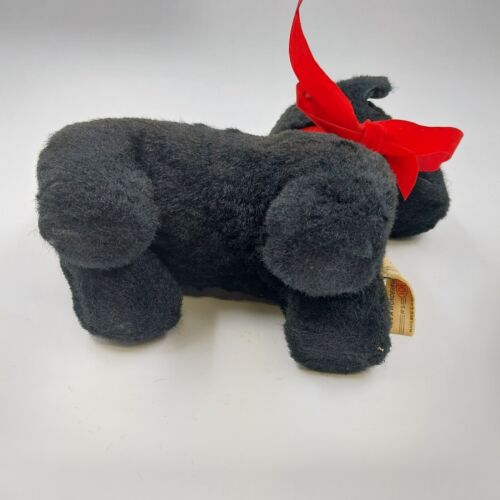 Black Scottish Terrier 8" Tall from Ideal Toy Co 1950's Red Velvet Ribbon