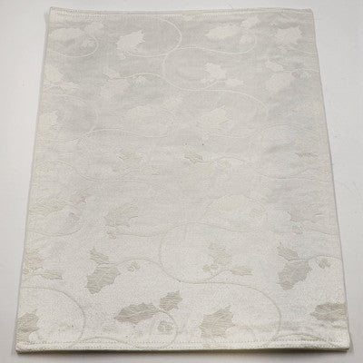 Set of 11 White Damask Placemats 18"x13" Holly Poinsettia Christmas Design
