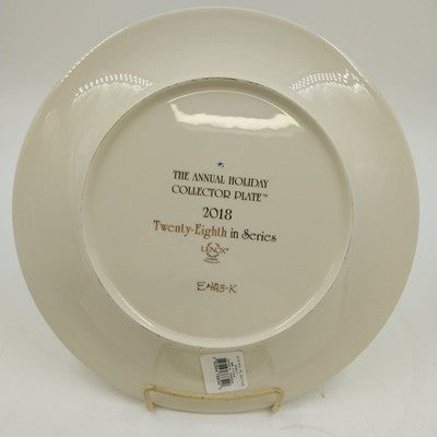 Lenox 2018 Annual Collection Christmas Plate 28th Series Numbered Cabin Deer