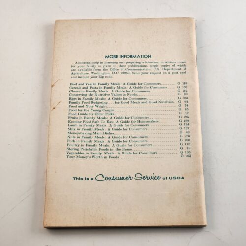Vintage 1974 USDA Booklet A Guide to Good Nutrition Family Fare H&G #1