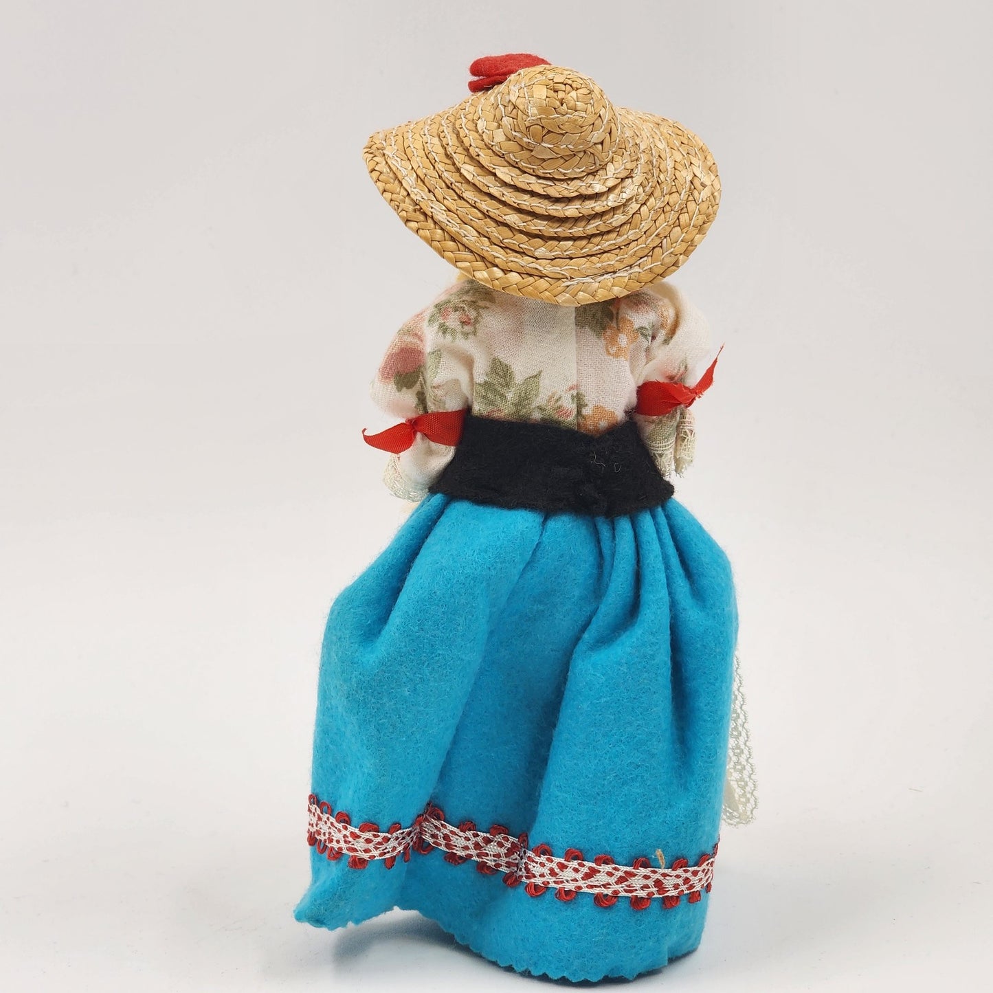 Souvenir Doll Padova Italy Blonde Blue Eyes Full Dress Apron Plastic 7.5"