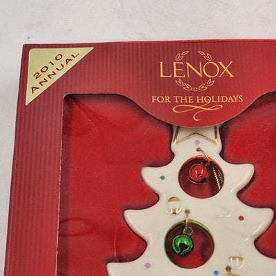 Jolly Jingle Christmas Ornament by Lenox Porcelain Gold Trim 5"x6.25" w Box 2010