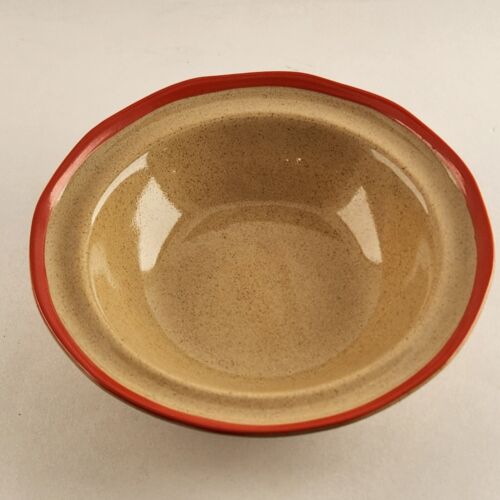 England Stoneware Bowl Cereal Omar Ware English Beige Orange Trim 6"