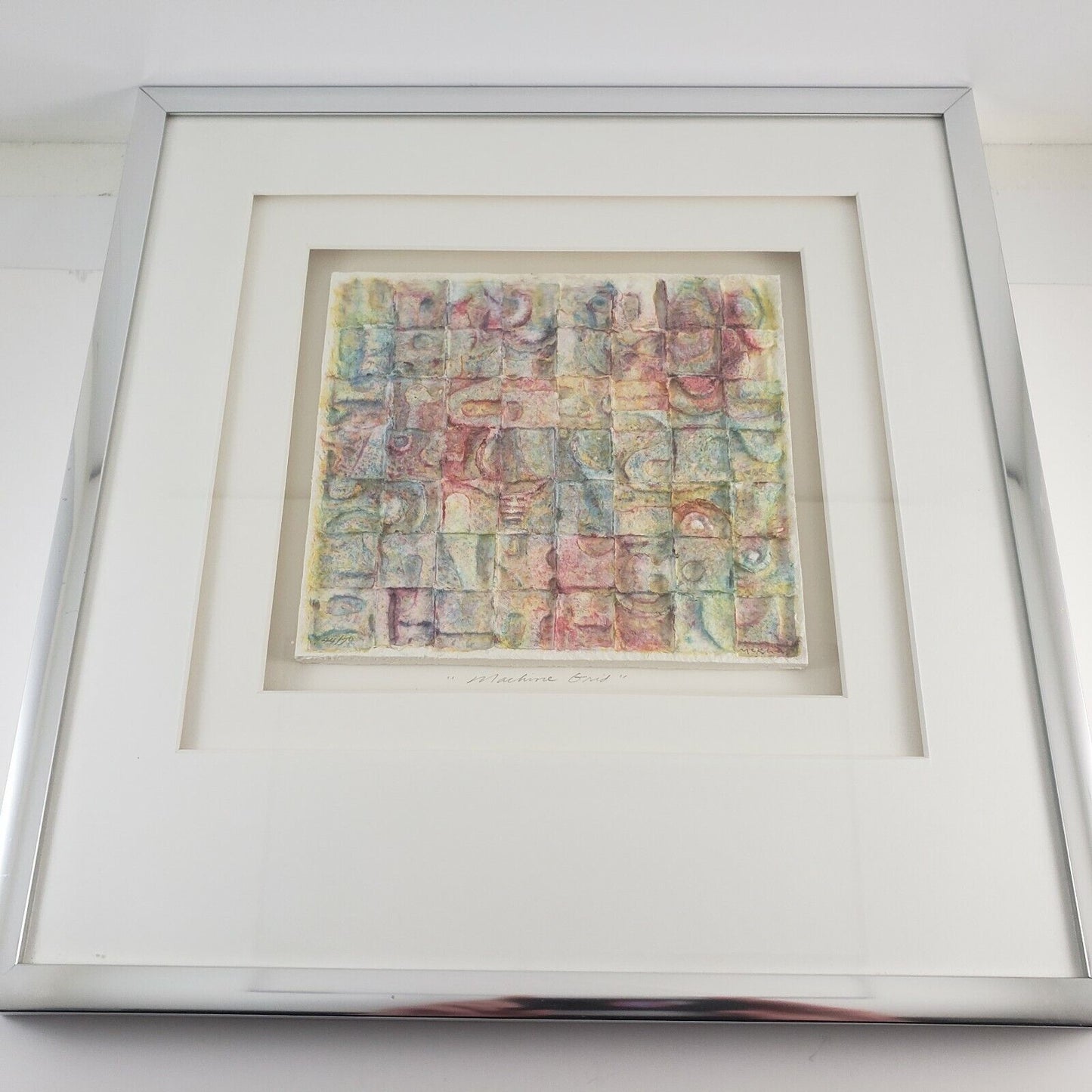 MACHINE GRID Complexity Geometric Patterned Artwork Framed 3D Matting 16" x 16"