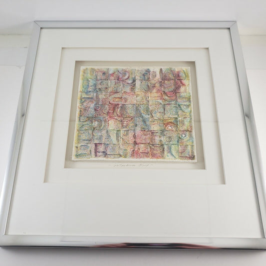 MACHINE GRID Complexity Geometric Patterned Artwork Framed 3D Matting 16" x 16"