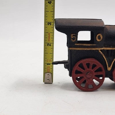 Locomotive Black Train 7.5"x3" Steam Engine 50 Red Wheels Cast Iron Collectible