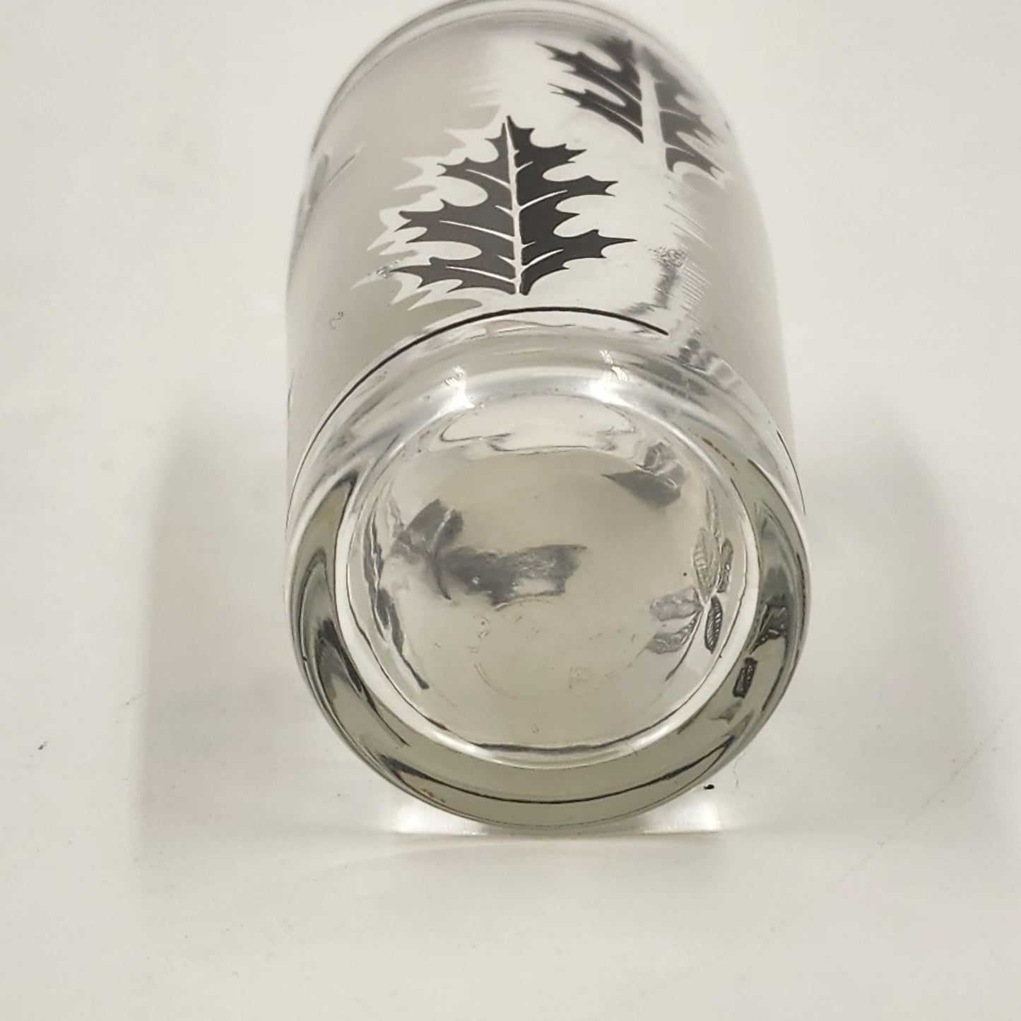 Set of 3 Libbey Frosted Silver Leaf Glasses Small Collins 4"x2" VTG