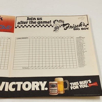 1987 Cincinnati Reds Scorecard v San Francisco Giants Unscored MLB Baseball