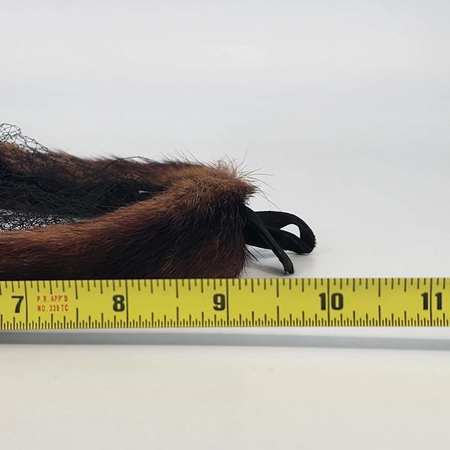 Mink Fur Pillbox Fascinator Net Veil Brown MCM Head Band Head Piece Vintage