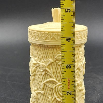 Agiftcorp Cocktail Forks with Floral Carved Celluloid Holder Cream Hong Kong 1978