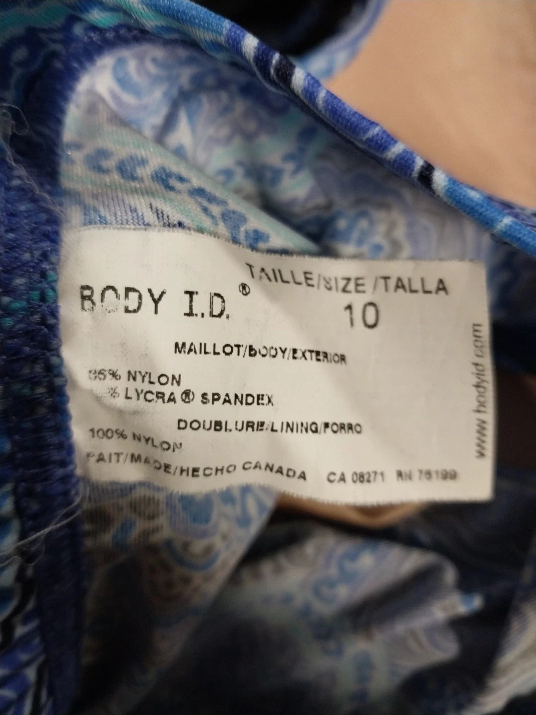 Body I.D. Blue Paisley 2-Piece Bikini Swimsuit Women's Size 10 Underwire