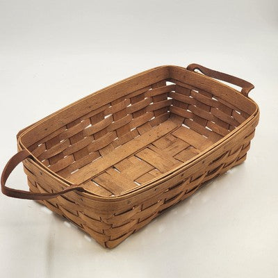 Longaberger Storage Pantry Basket with 6 Wooden Dividers & Leather Handles 1995