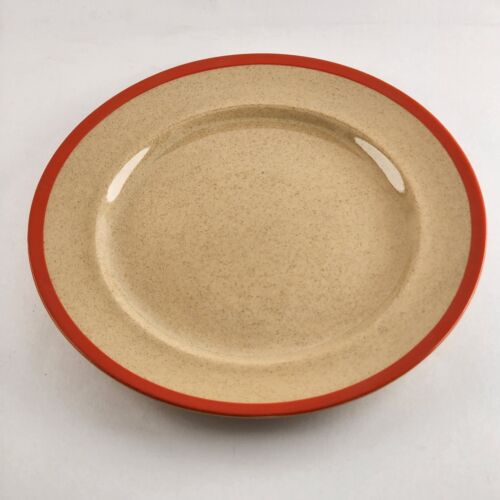 Omar Ware English Stoneware Snack Plate 7.5" Beige w/ Orange Trim England