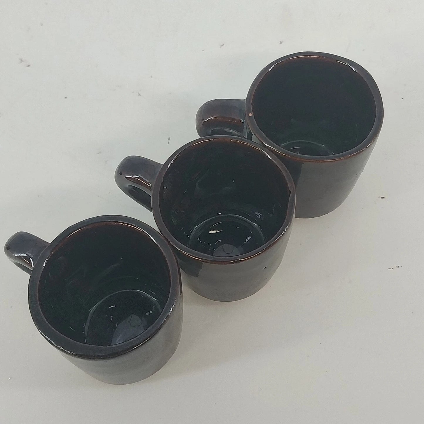 Pacific Japan MINIATURE Coffee Cups Set 4 Red Clay Brown Glaze Earthenware Mugs
