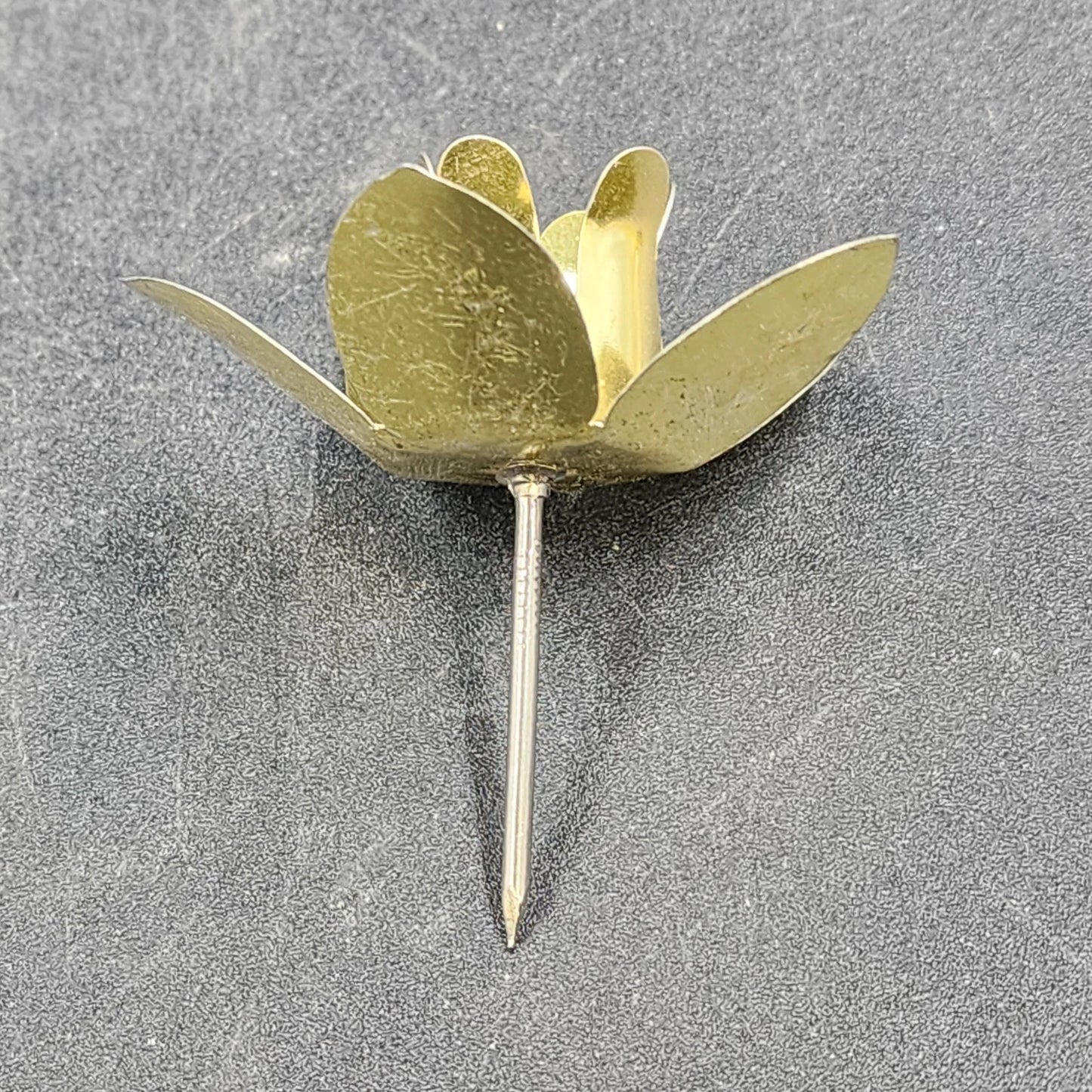 5 Hammered Brass Candle Holders Spike Peg Fit Advent Wreath Floral Pick Crafts Vtg