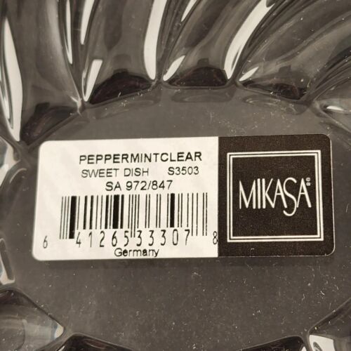 Mikasa Peppermint Clear Sweet Dish 9¼ Inch Oval Swirl Scallop Edge in Box S3503