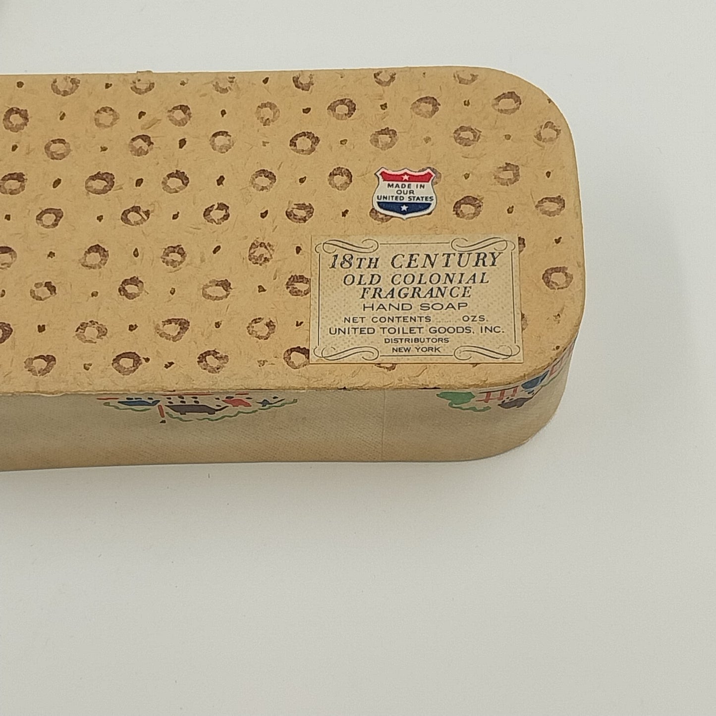 18th Century Old Colonial Fragrance United Toilet Goods Hand Soap Box Empty USA