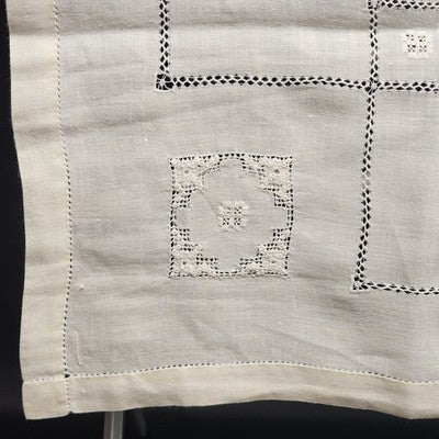 White Tablecloth Cutwork Drawn Thread Hardanger Embroidery Design Square 32"x32"