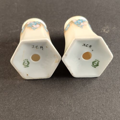 White & Gold Royal Austria Salt & Pepper Shakers Floral Vintage