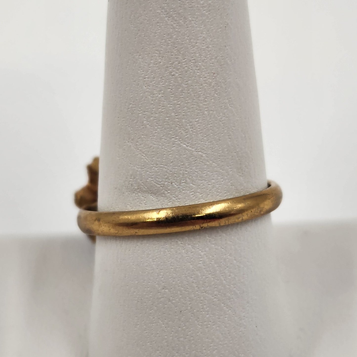 Adjustable Gold Tone Ring Large Blue Rhinestone with Accent Stones Size 9 Vtg