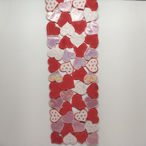 Amared Valentines Day Table Runner Décor Spliced Red Love Heart 69" x 15"