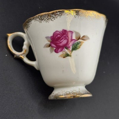 Inarco Tea Cup E-1052 Saucer E-1662 Lusterware Roses Reticulated Edge Japan