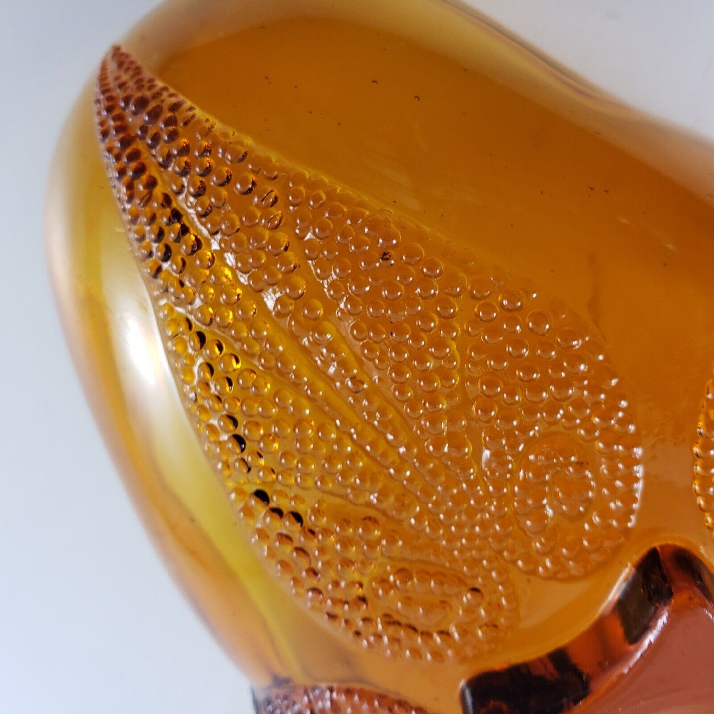 Indiana Glass Dark Amber Stippled Leaf Scalloped Decorative Candy Relish
