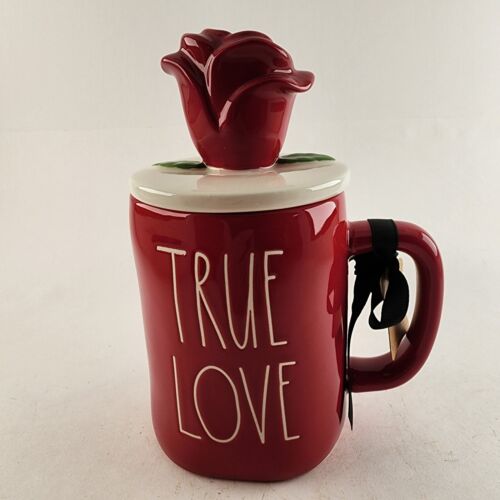 Rae Dunn Disney Princess Red Mug with TRUE LOVE Inscribed White Lid w Red Rose