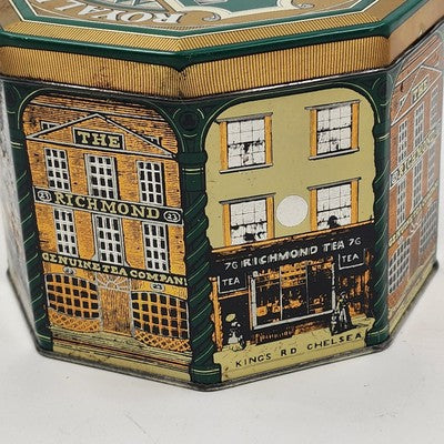 Royal Richmond Tea Metal Tin Storage Box Canister England Case Manufacture 1980s