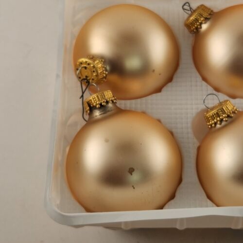 Christmas Ornament Glass Krebs Gold Chiffon 5 Pack Crimson Vintage Boxed 2.5"d