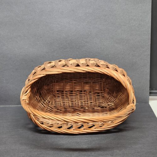 Unbranded Brown Woven Straw Wicker Market Basket French Style Vintage w Handle