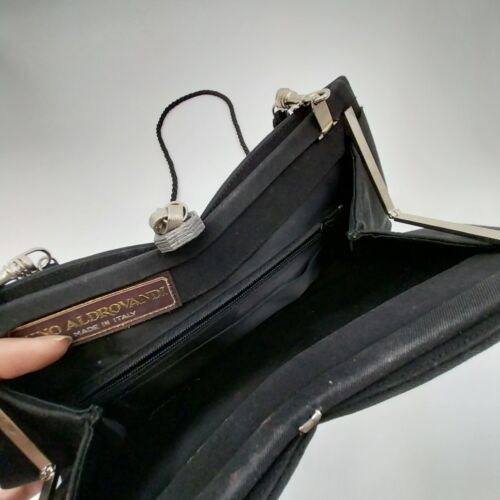 Gino Aldrovandi Black Sparkly Evening Purse with Rhinestones Shoulder Bag 10"x6"