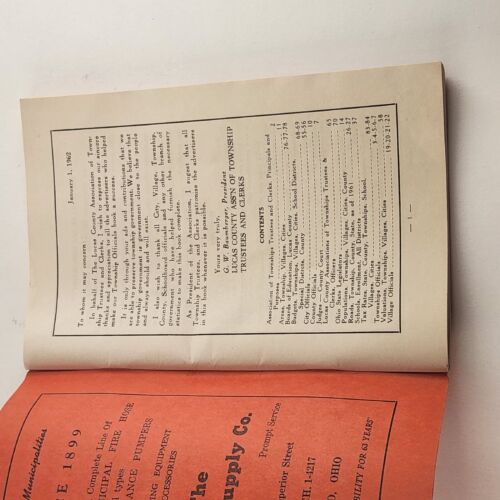 Township Officials and Directory of Lucas County Officials 1962 Toledo, Ohio